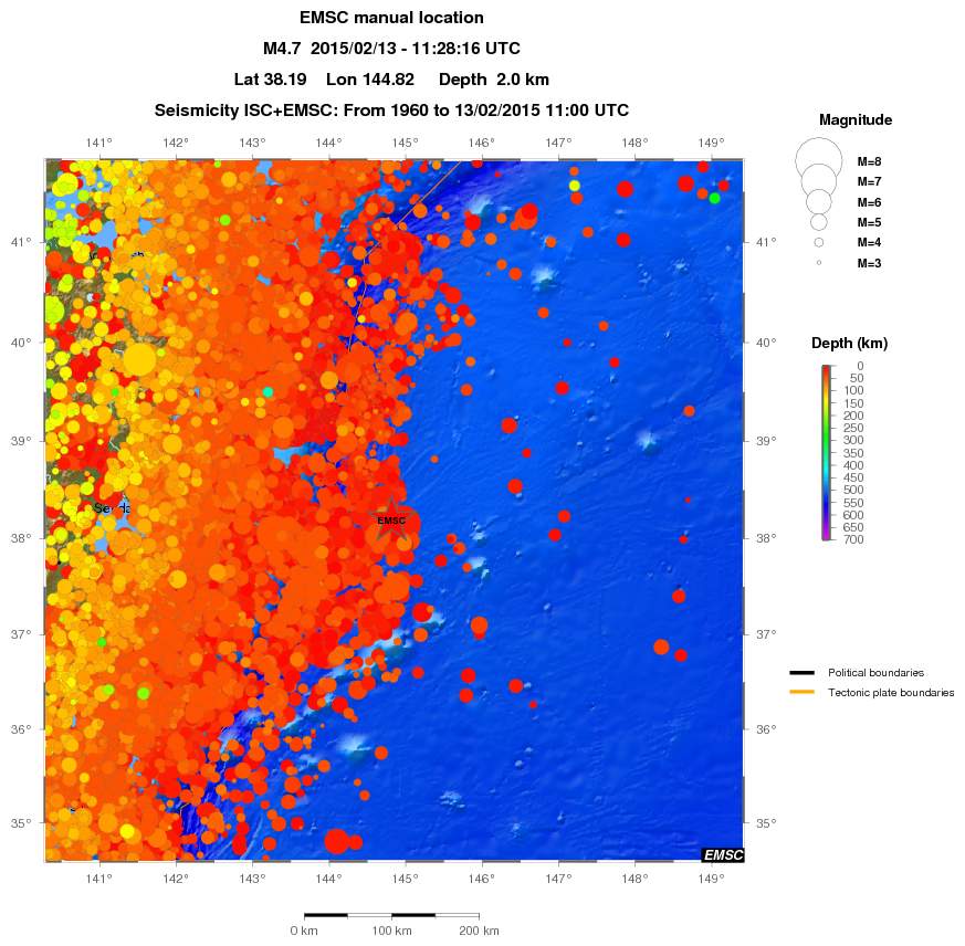regional depth historical seismicity