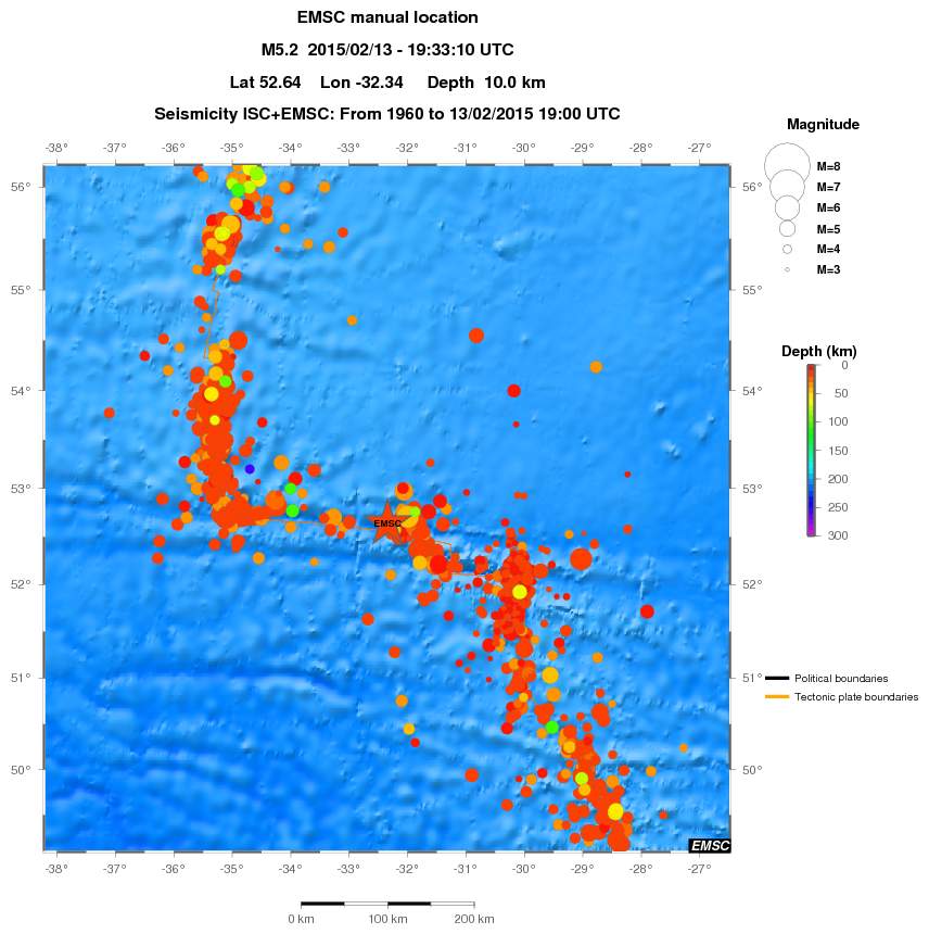 regional depth historical seismicity