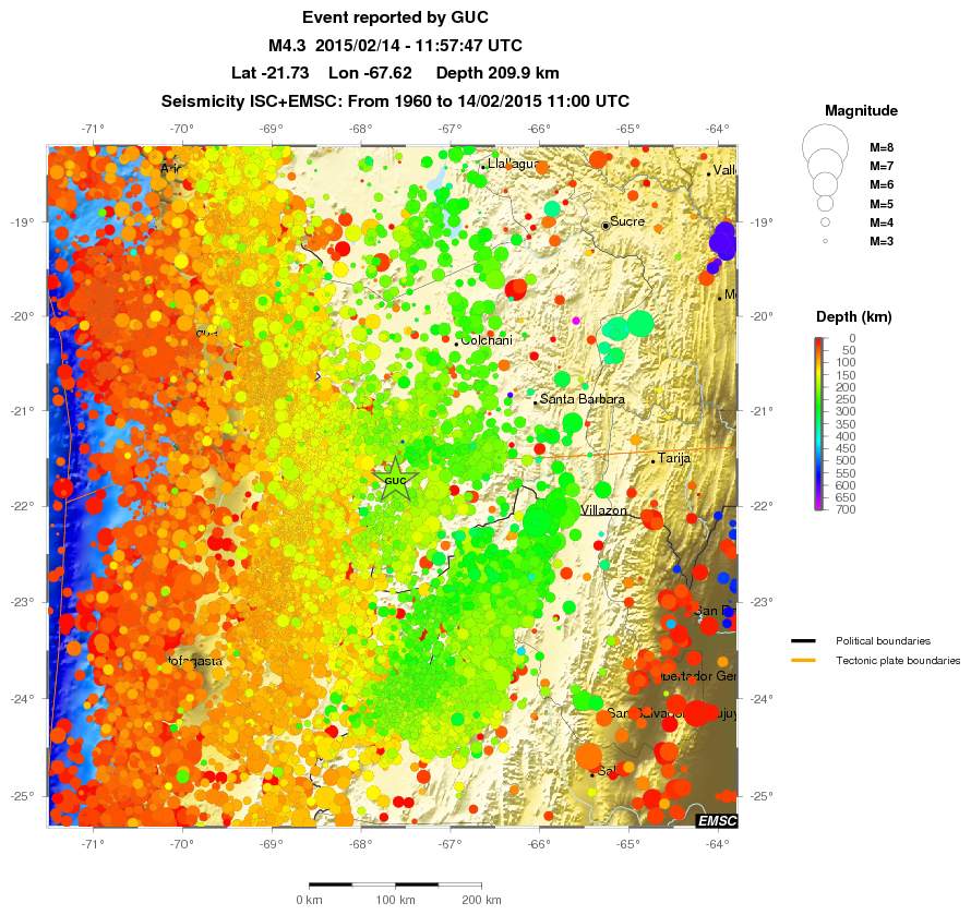 regional depth historical seismicity