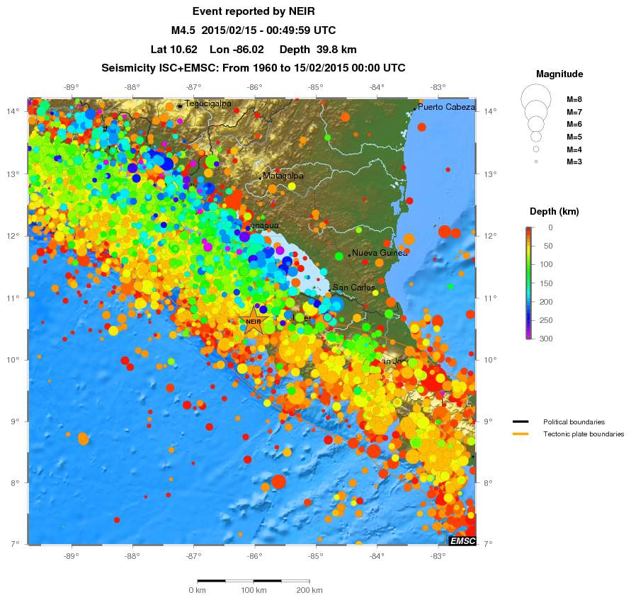 regional depth historical seismicity