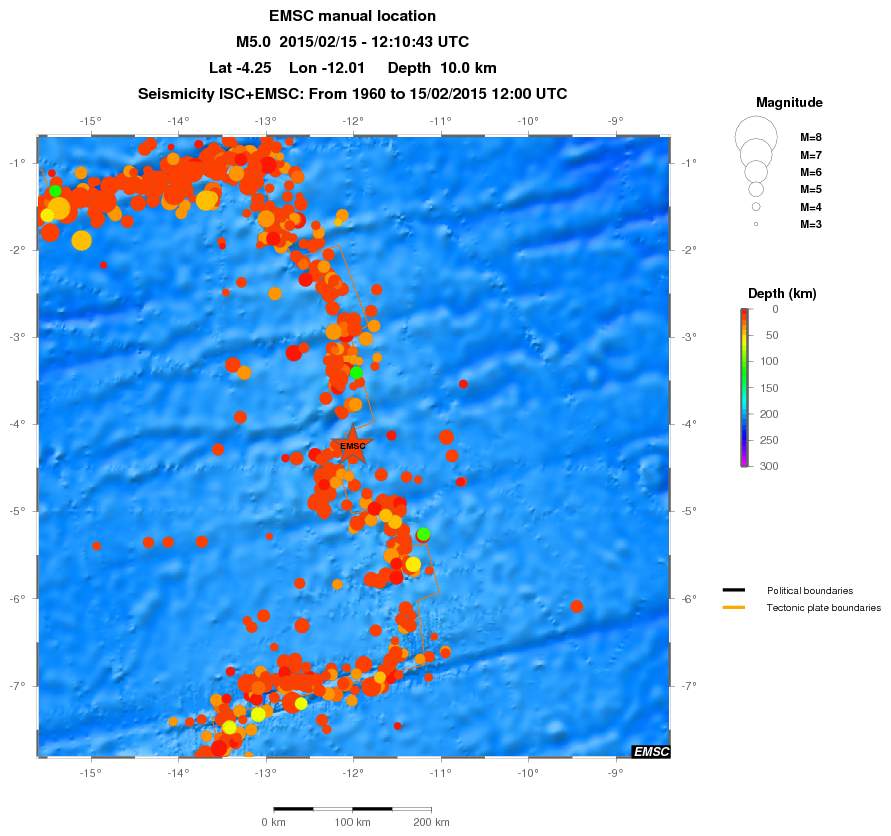 regional depth historical seismicity