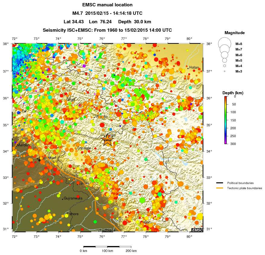 regional depth historical seismicity