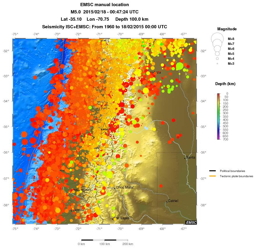 regional depth historical seismicity