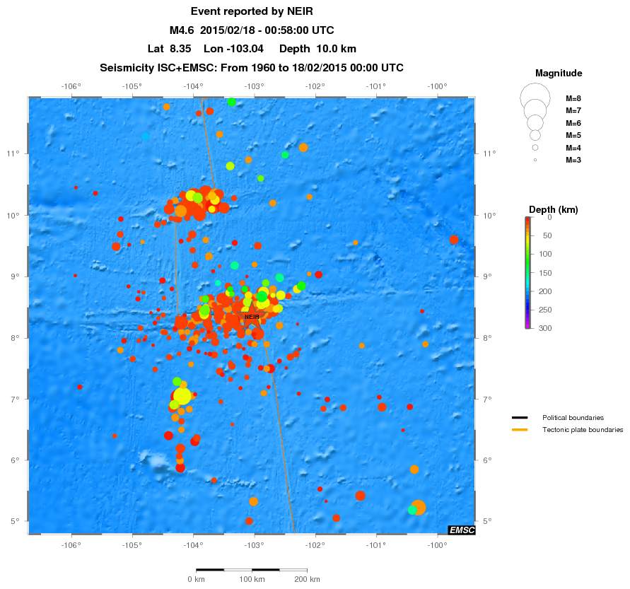 regional depth historical seismicity