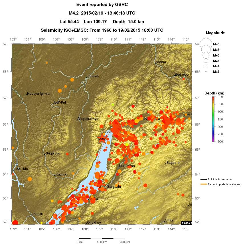 regional depth historical seismicity
