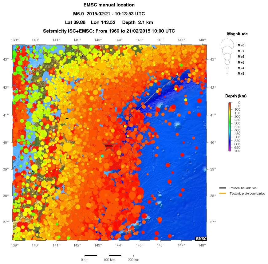 regional depth historical seismicity