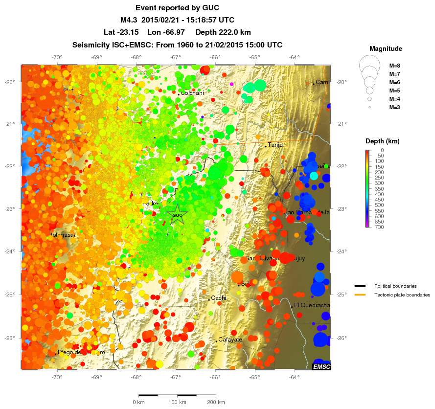 regional depth historical seismicity