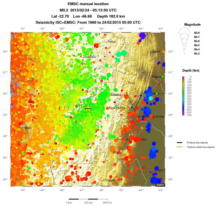 regional depth historical seismicity