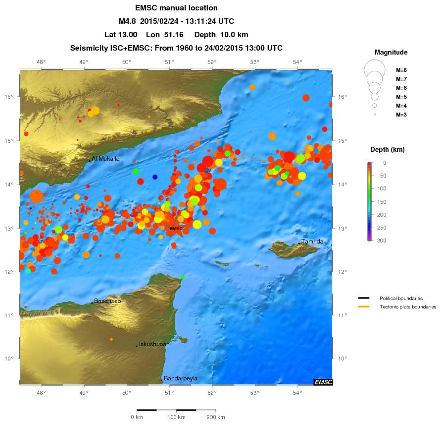 regional depth historical seismicity