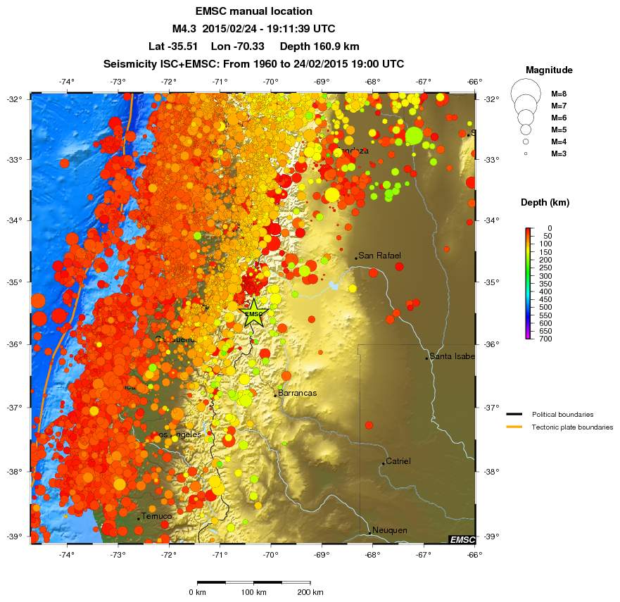 regional depth historical seismicity
