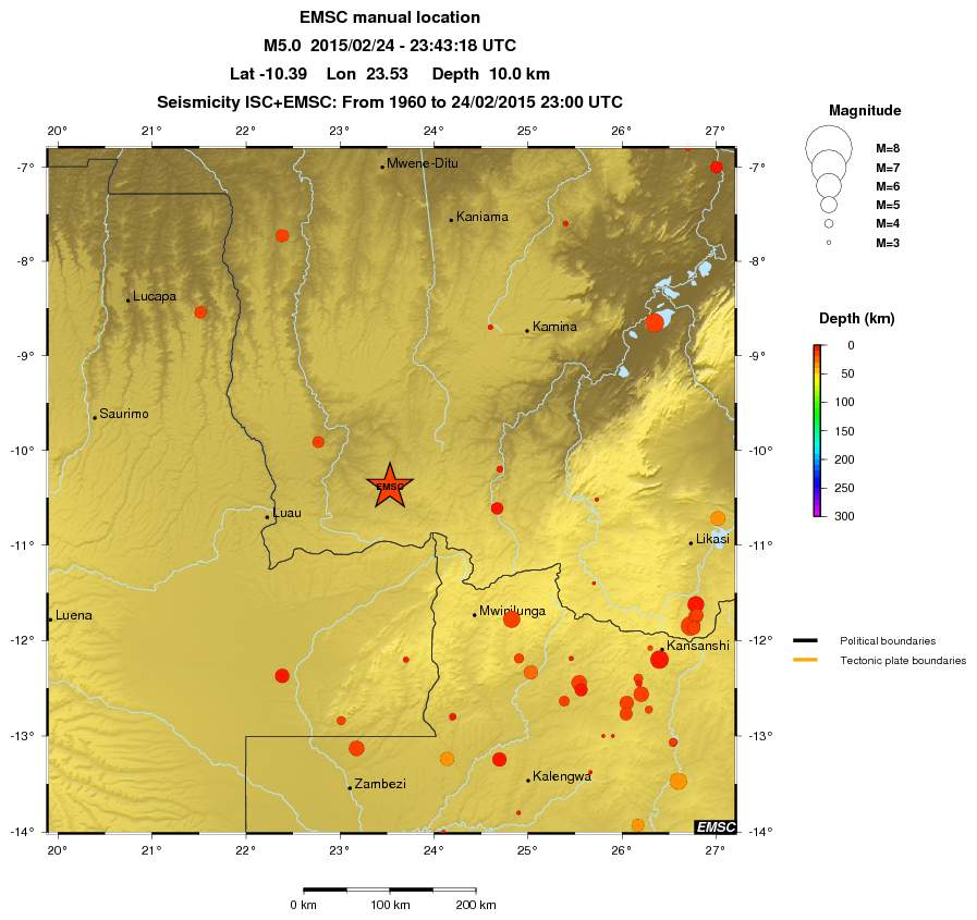 regional depth historical seismicity
