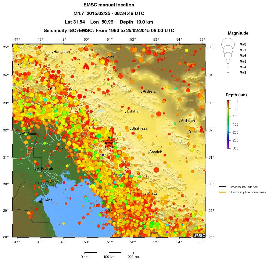 regional depth historical seismicity