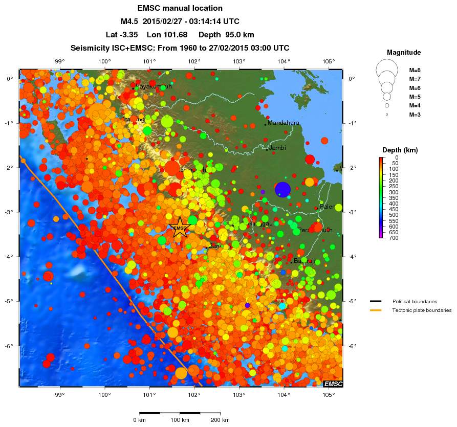 regional depth historical seismicity