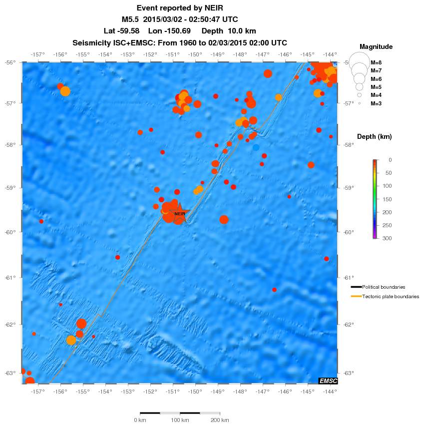 regional depth historical seismicity