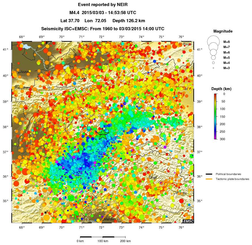 regional depth historical seismicity