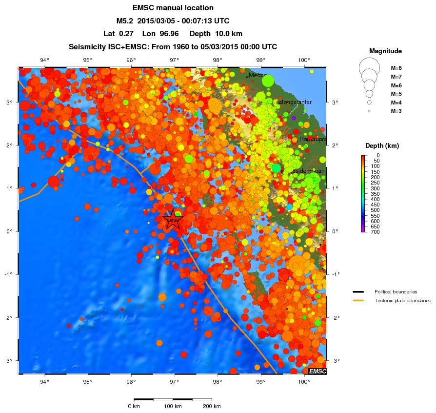regional depth historical seismicity