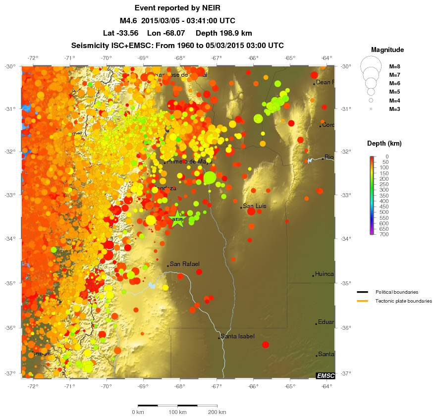 regional depth historical seismicity