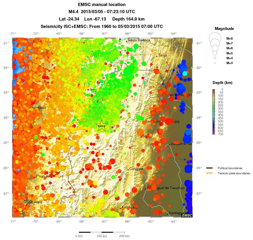 regional depth historical seismicity