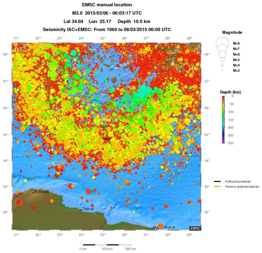 regional depth historical seismicity