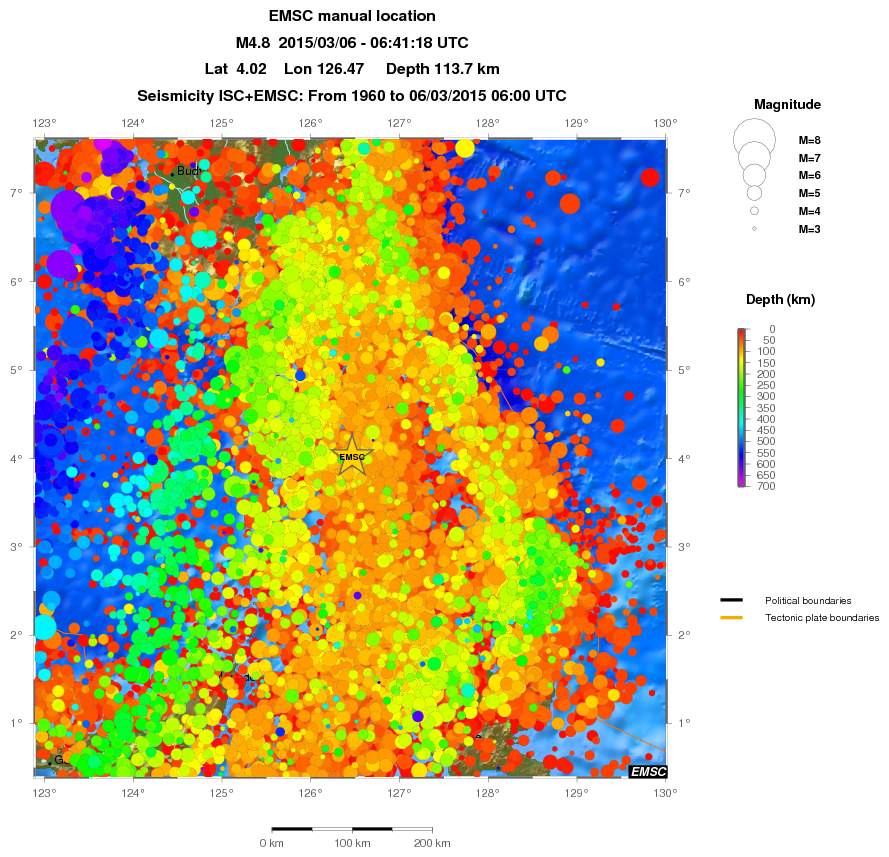 regional depth historical seismicity