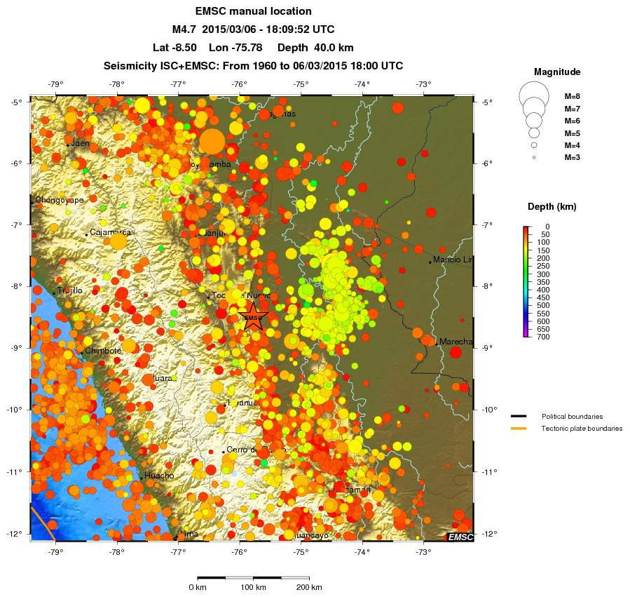 regional depth historical seismicity