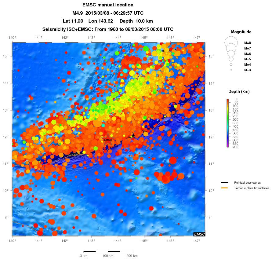 regional depth historical seismicity