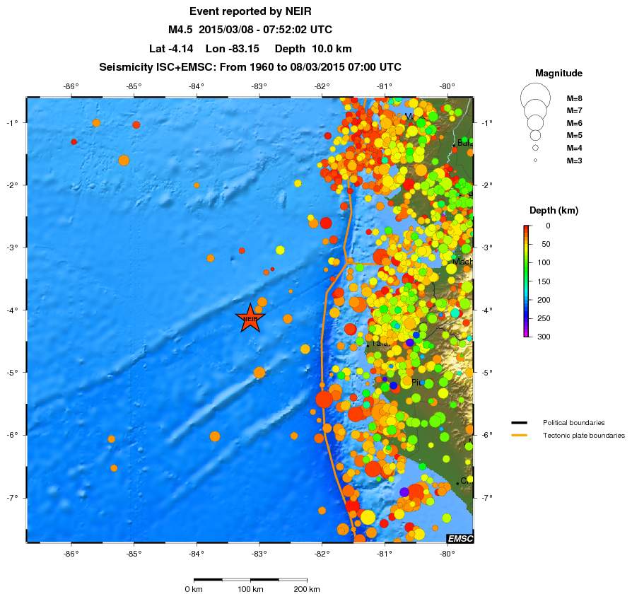 regional depth historical seismicity