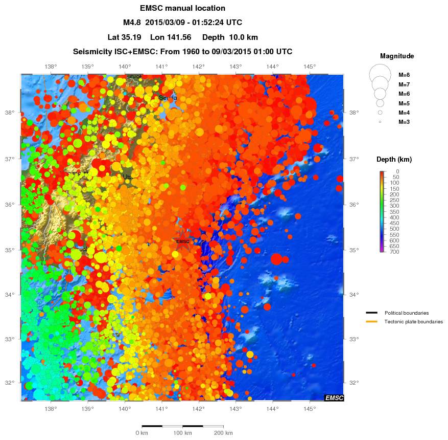 regional depth historical seismicity