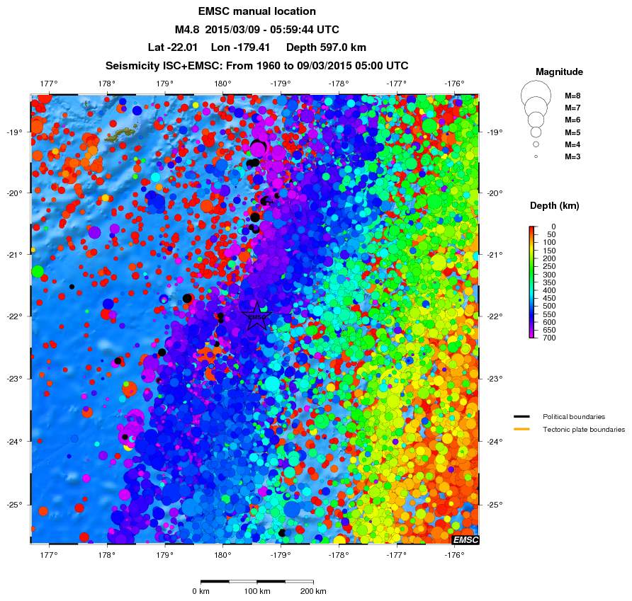 regional depth historical seismicity