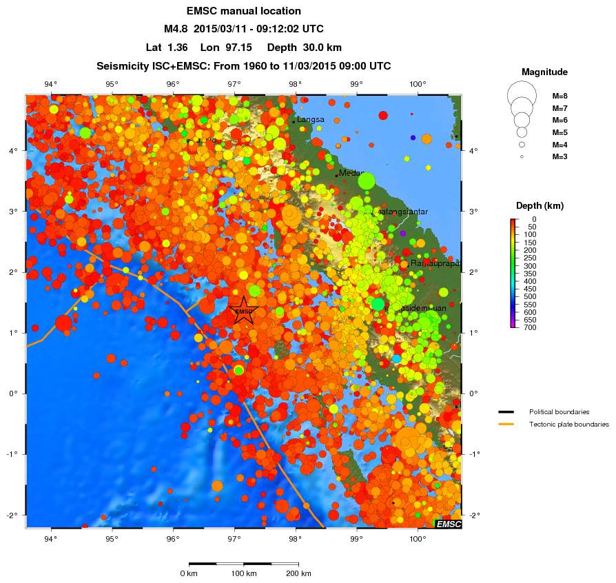 regional depth historical seismicity