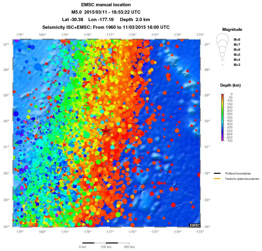 regional depth historical seismicity