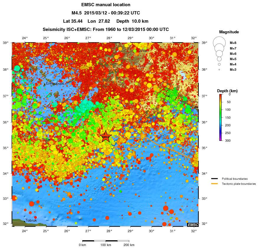 regional depth historical seismicity
