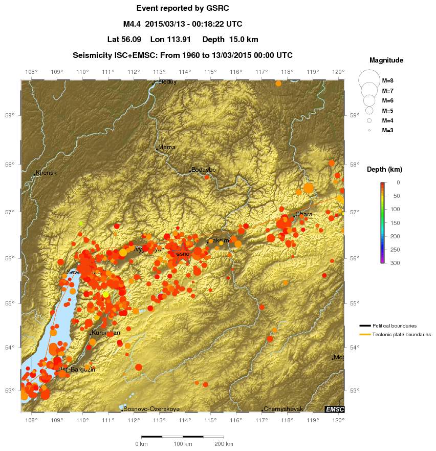 regional depth historical seismicity
