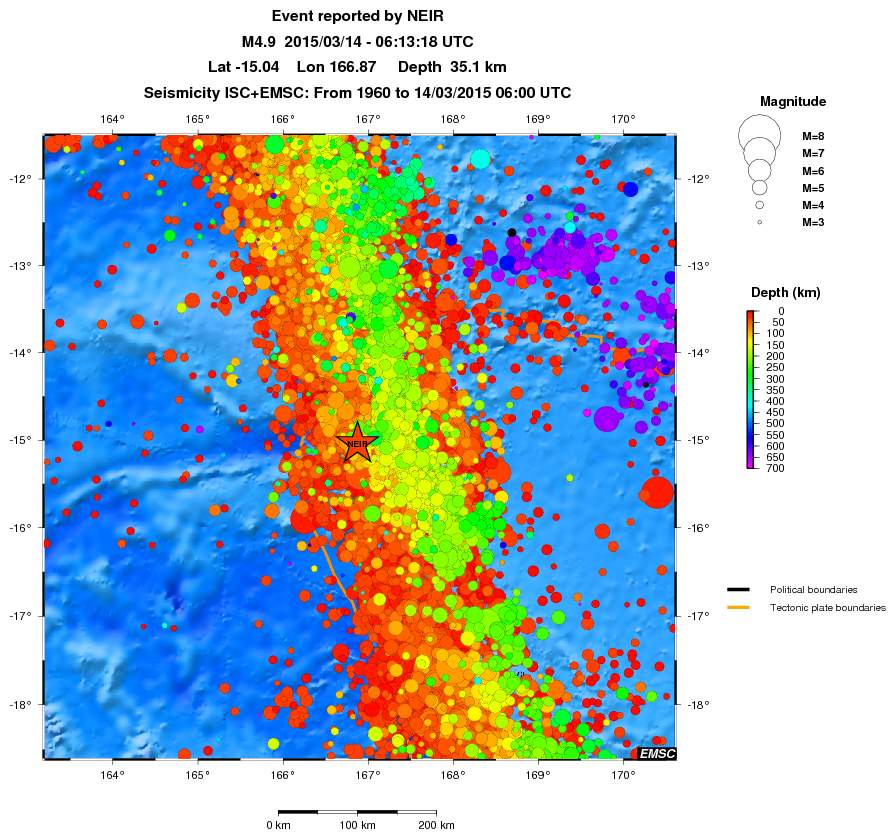 regional depth historical seismicity