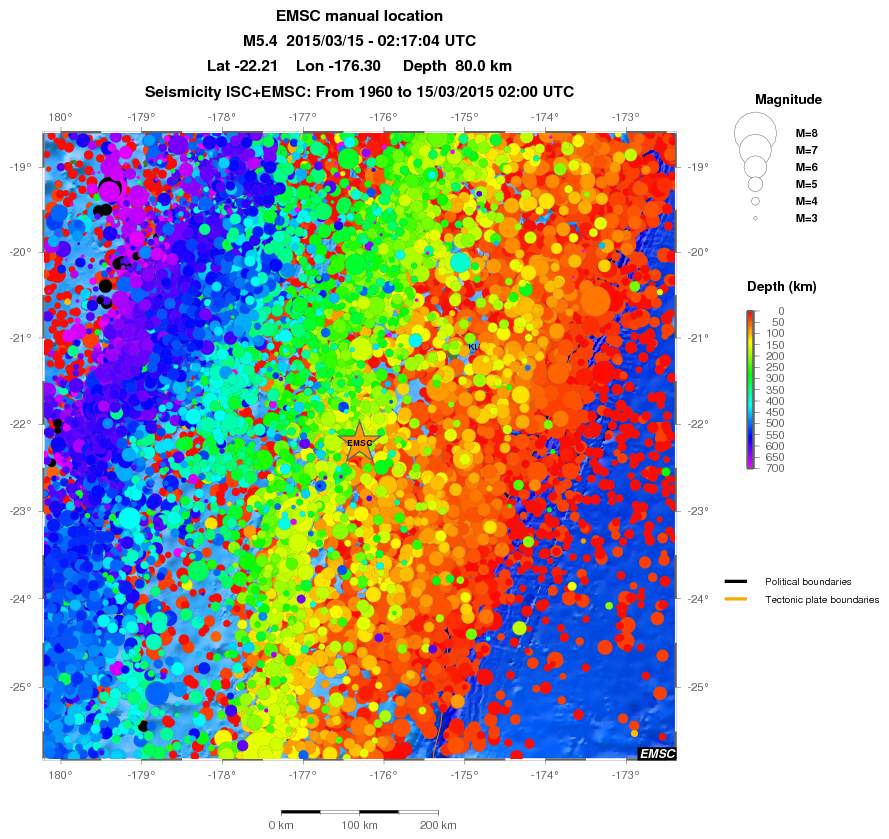 regional depth historical seismicity