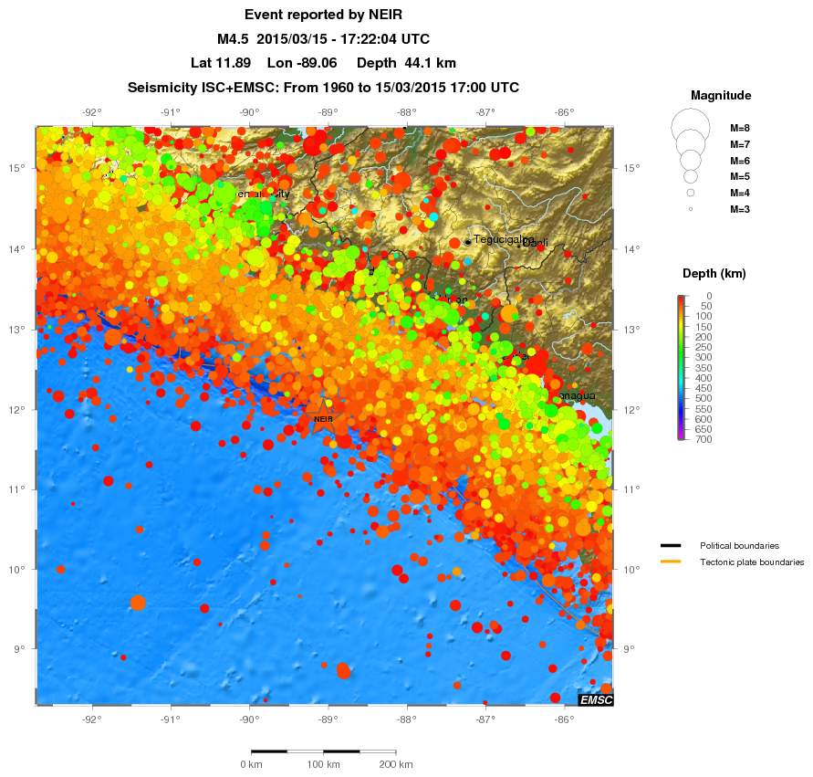 regional depth historical seismicity