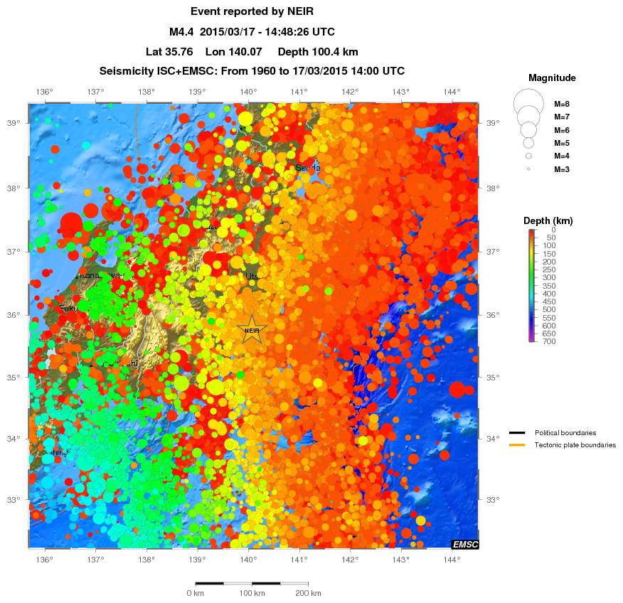 regional depth historical seismicity