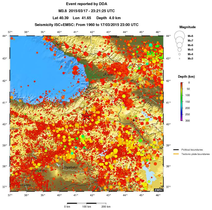 regional depth historical seismicity
