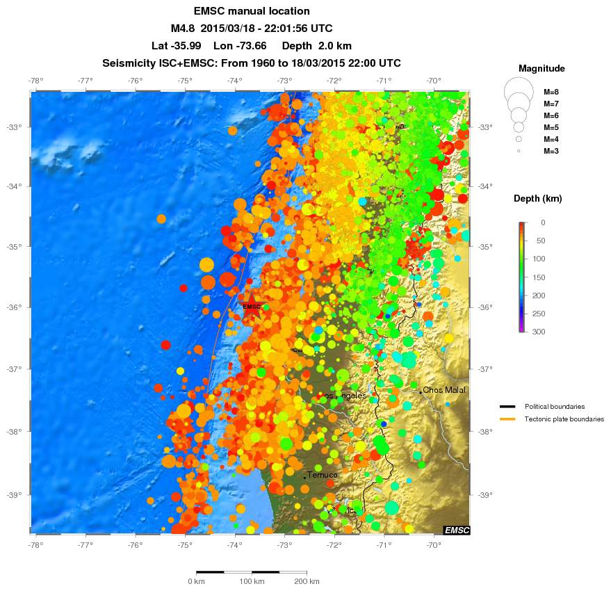 regional depth historical seismicity