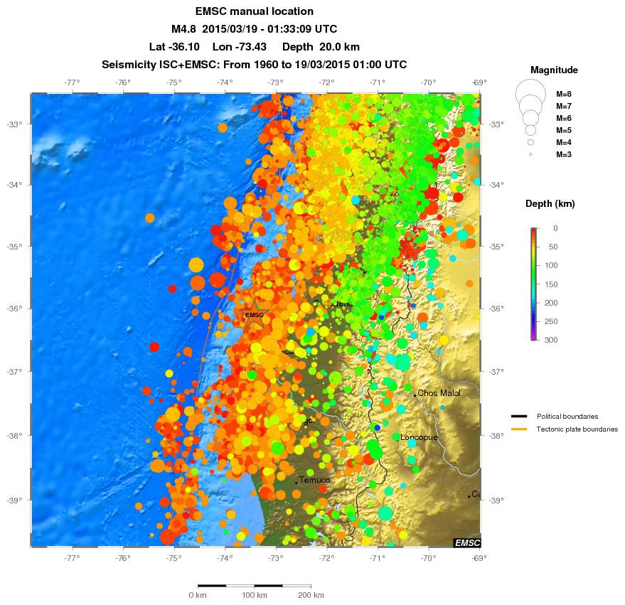 regional depth historical seismicity