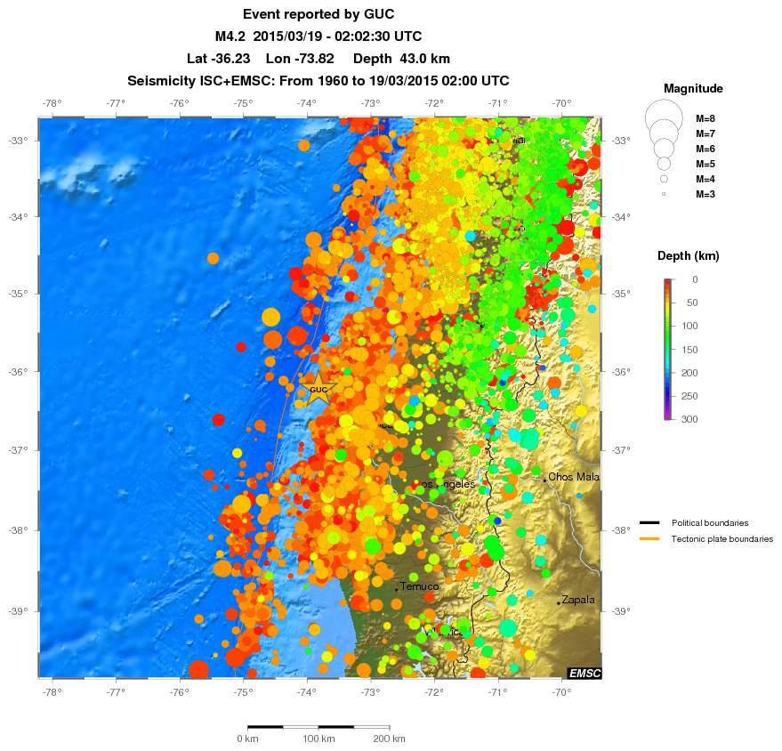 regional depth historical seismicity