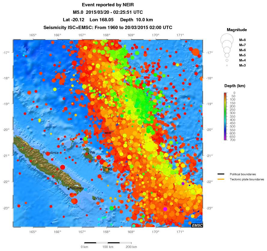 regional depth historical seismicity
