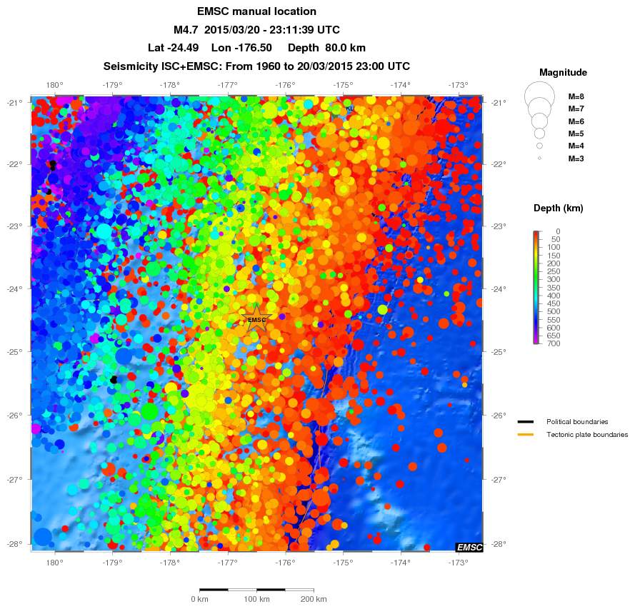 regional depth historical seismicity