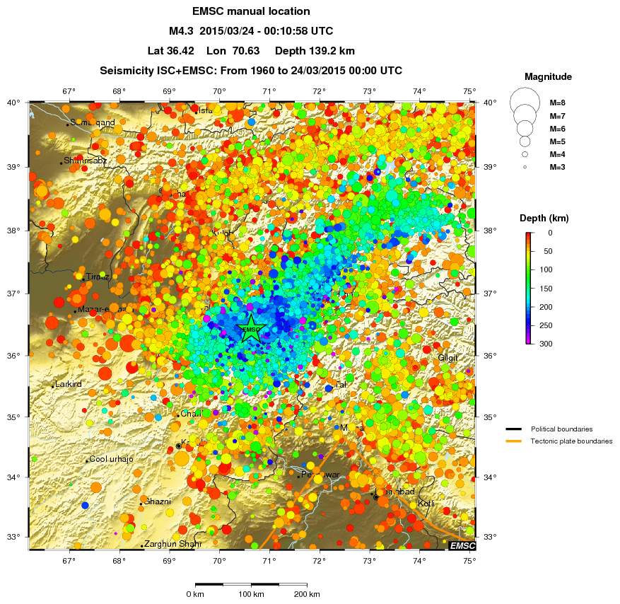 regional depth historical seismicity