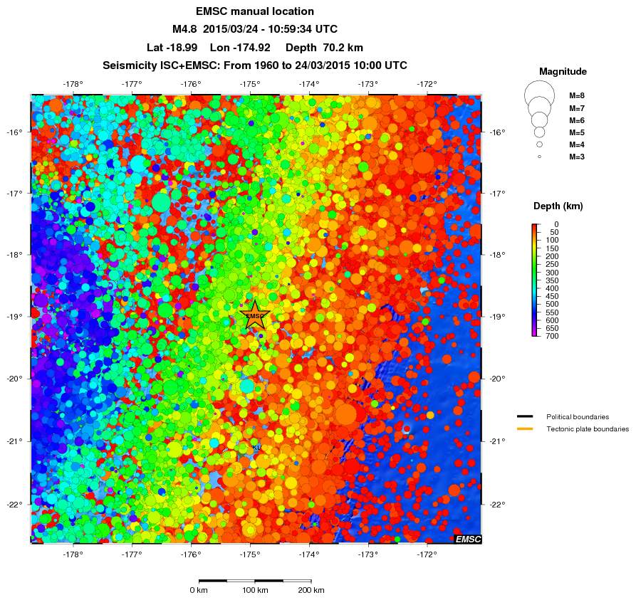 regional depth historical seismicity