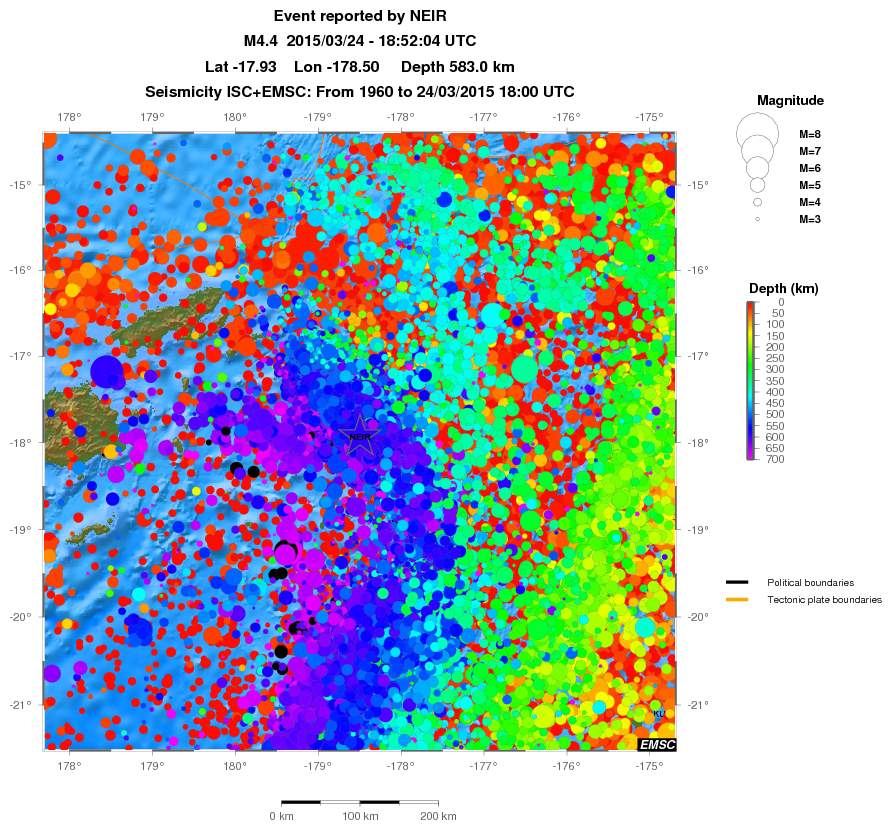 regional depth historical seismicity