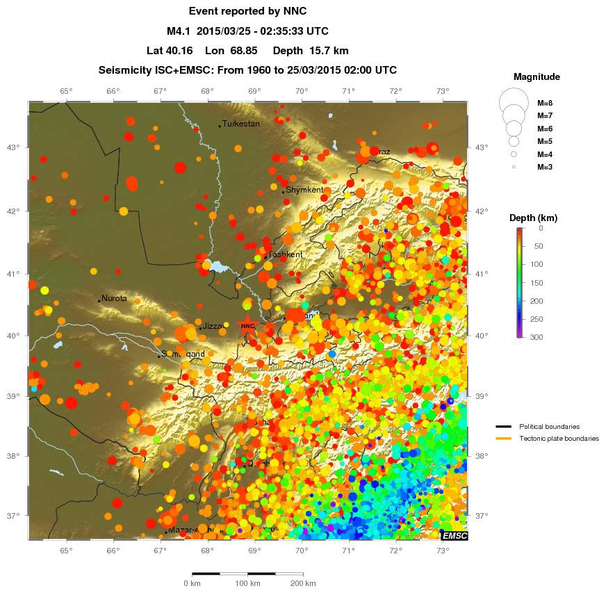 regional depth historical seismicity