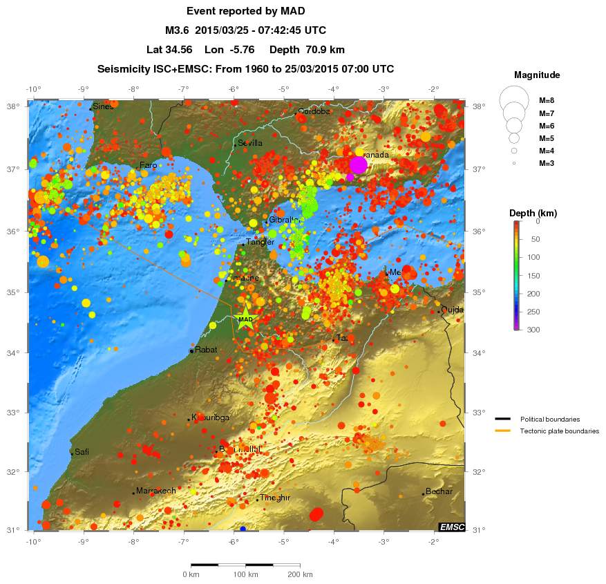 regional depth historical seismicity