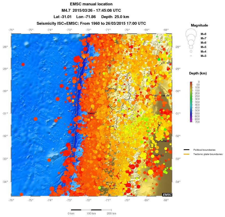 regional depth historical seismicity