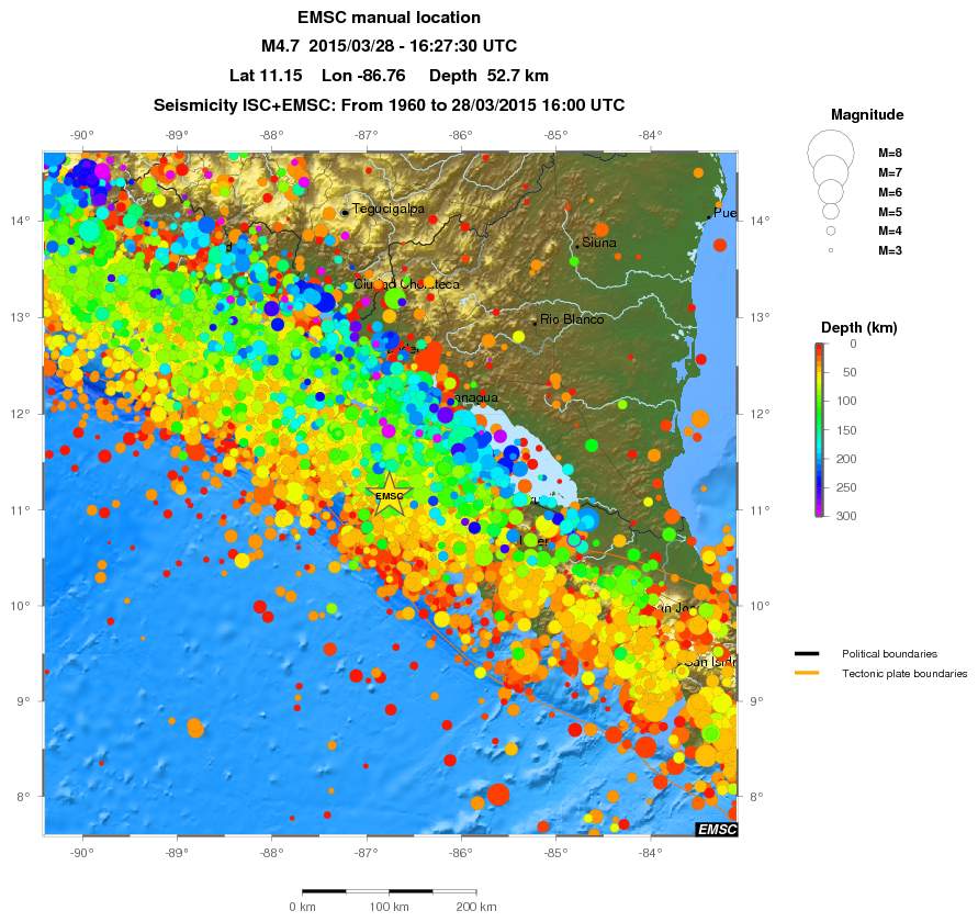 regional depth historical seismicity